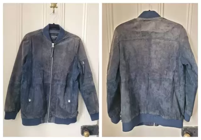 $100 *Clean Required* Obey Men Blue Suede Pilot Bomber Leather Jacket Sz S